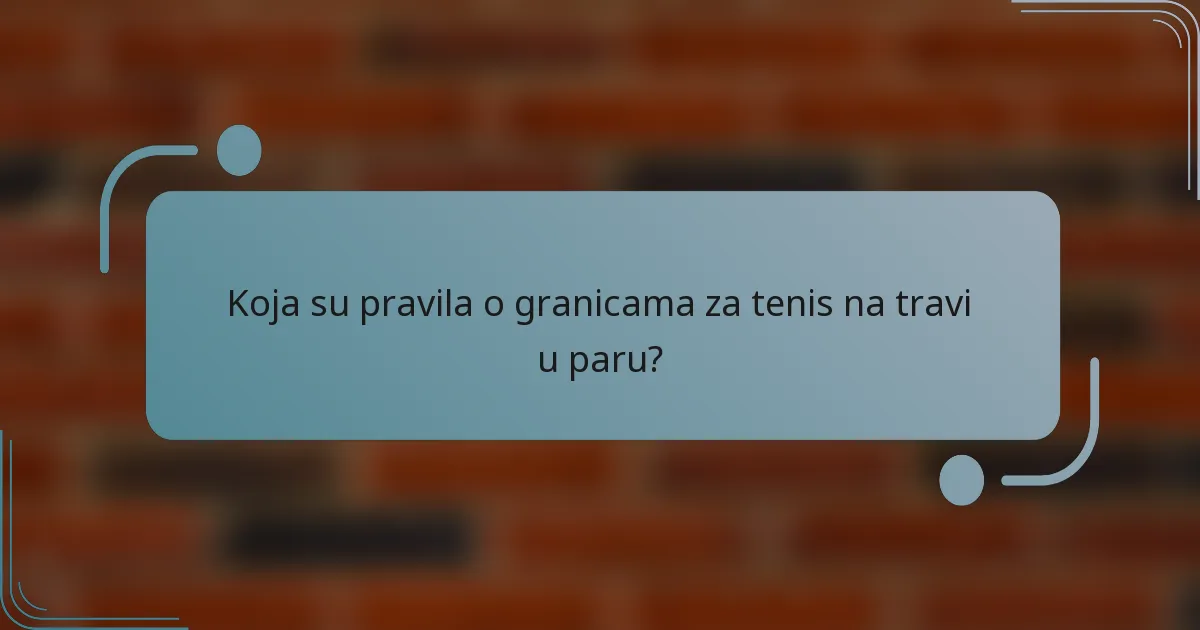 Koja su pravila o granicama za tenis na travi u paru?